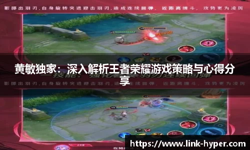黄敏独家：深入解析王者荣耀游戏策略与心得分享